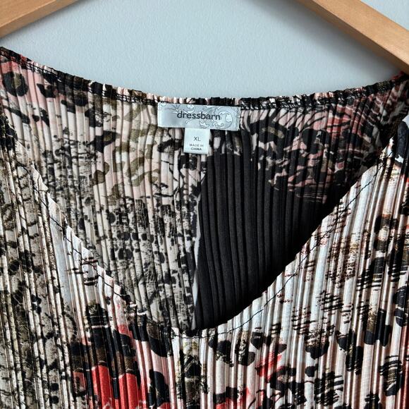 2000s Style DressBarn Accordion Pleat Blouse Short Sleeve Multi Color Size XL - Picture 3 of 8